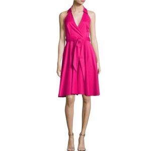 Badgley Mischka Dress Sleeveless Tie-Waist Dress Hot Pink Woman’s Size 6